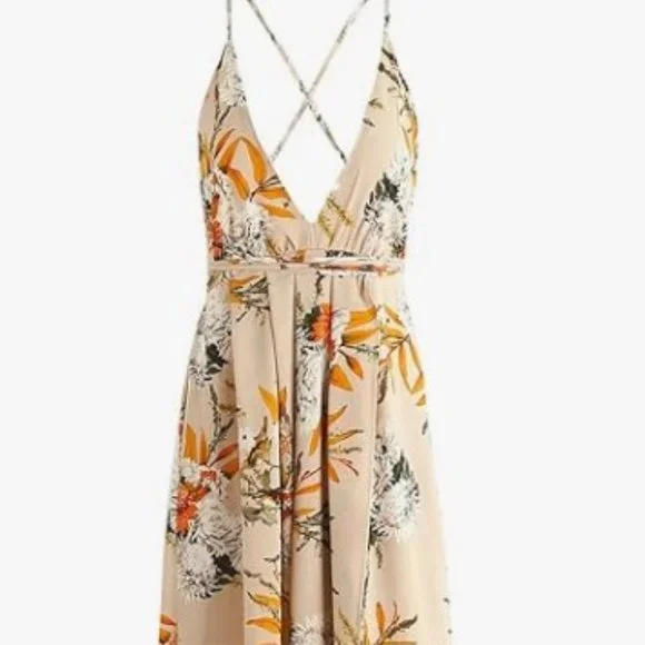 NWOT BerryGo Women's Sexy Deep V Neck Backless Floral Print Split Maxi Dress - Picture 5 of 13